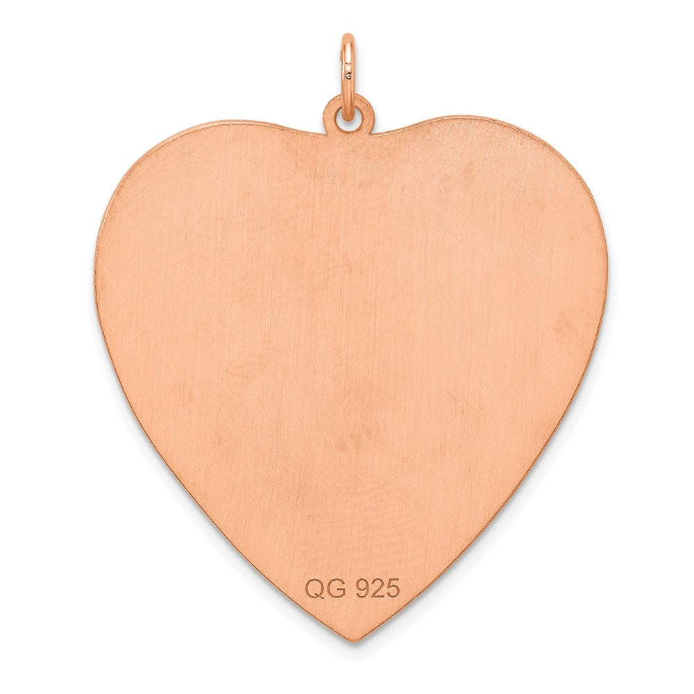 Sterling Silver RG Plated Eng. Heart Polish Front/Satin Back Disc Charm