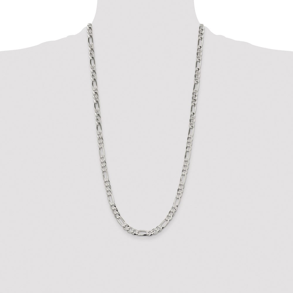 Sterling Silver 7.0mm Lightweight Flat Figaro Chain