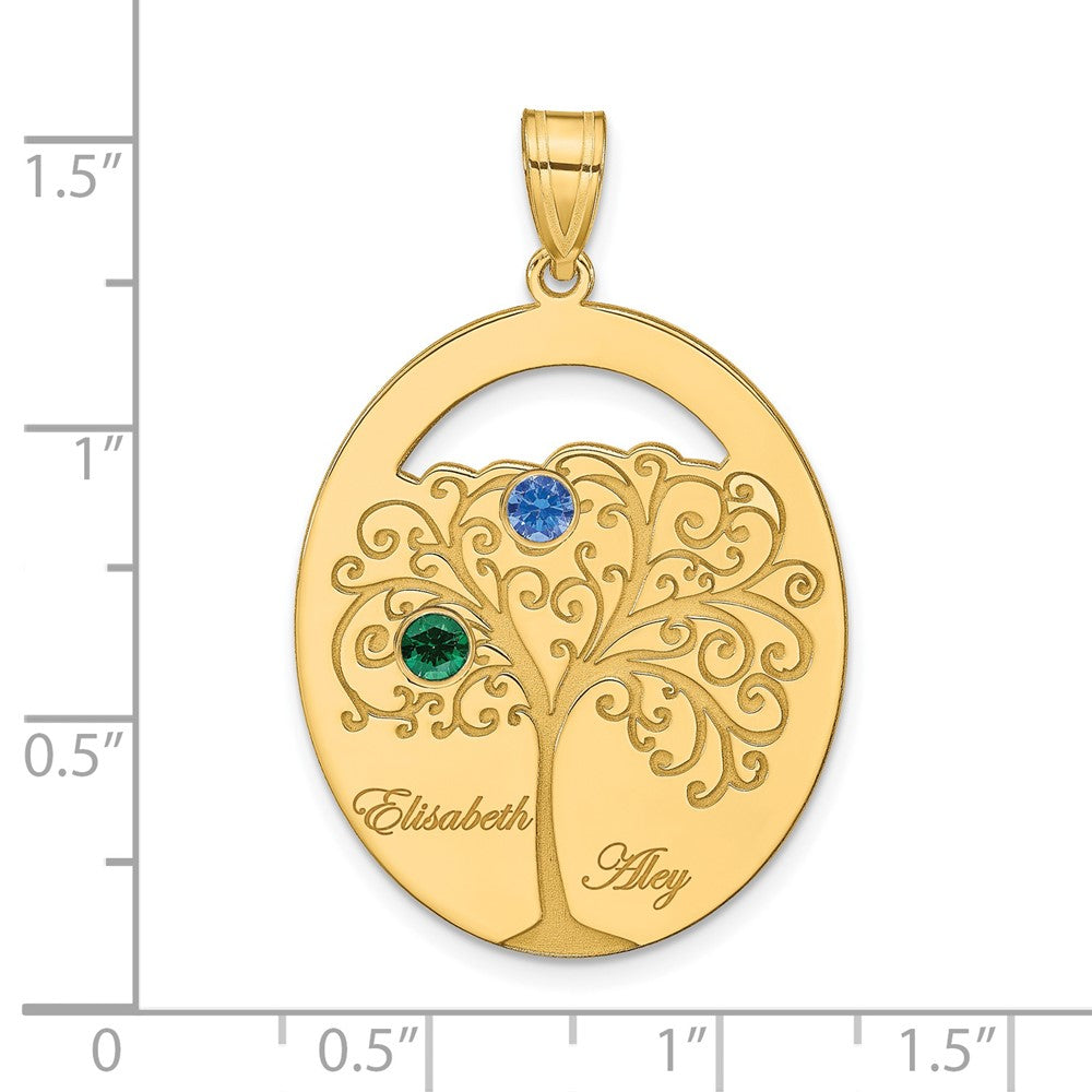 Sterling Silver/Gold-plated 2 Birthstone with SS Bezel Family Pendant