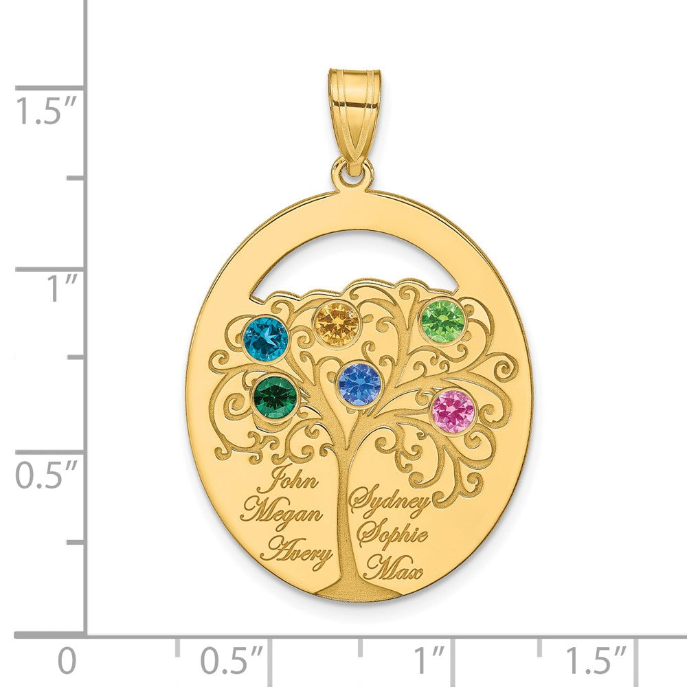 Sterling Silver/Gold-plated 6 Birthstone with SS Bezel Family Pendant
