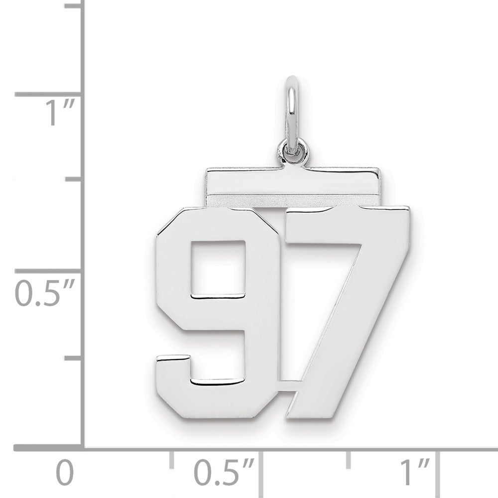 Sterling/Silver Rhodium-plated Polished Number 97 Charm