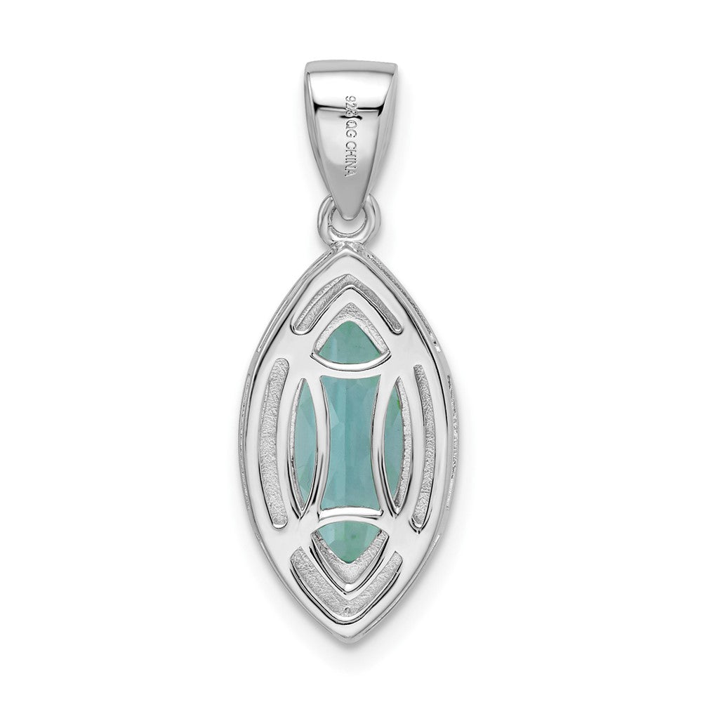Sterling Silver Rhodium plated Aqua & White CZ Pendant
