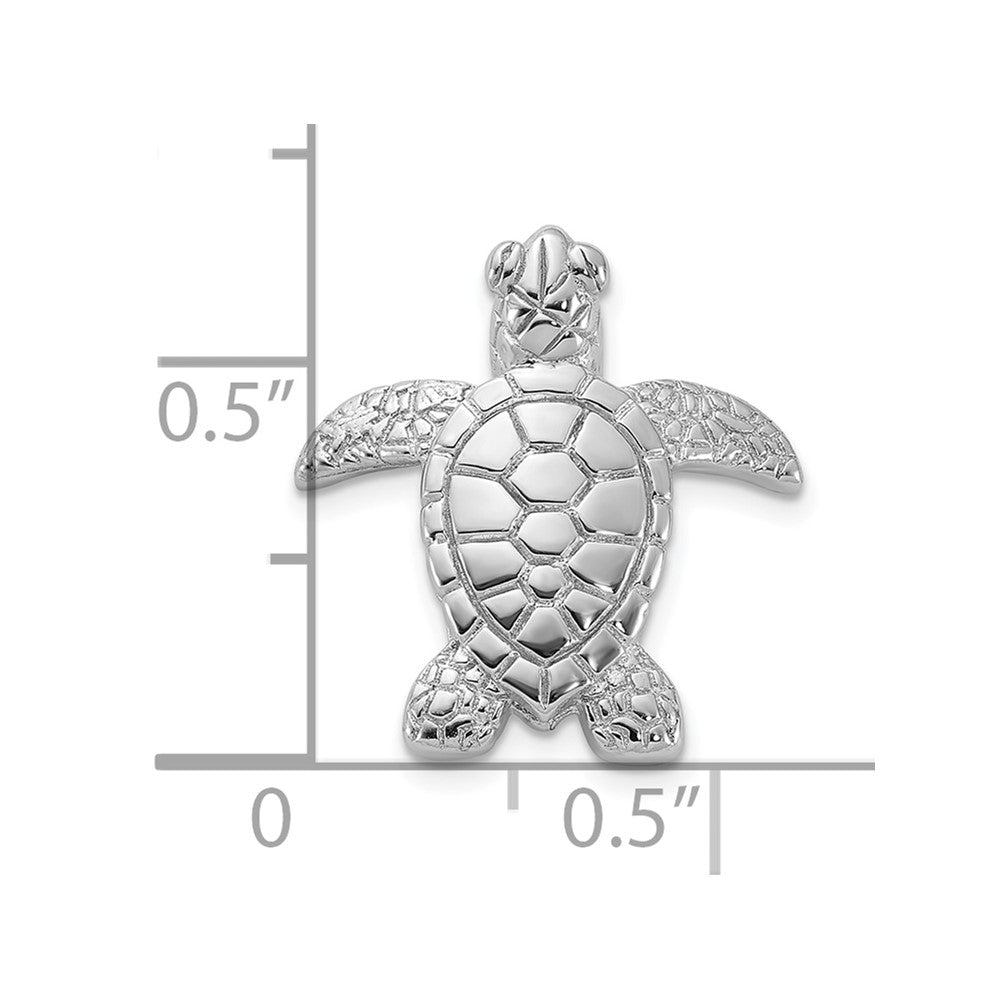 Sterling Silver Rhodium-plated Polished Turtle Pin
