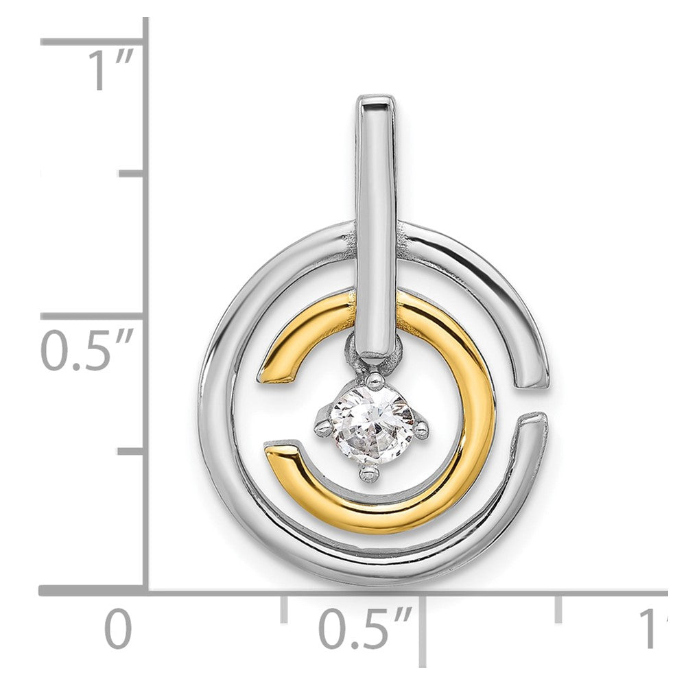 Sterling Silver Rhodium-plated Gold-tone Polished CZ Circles Chain Slide