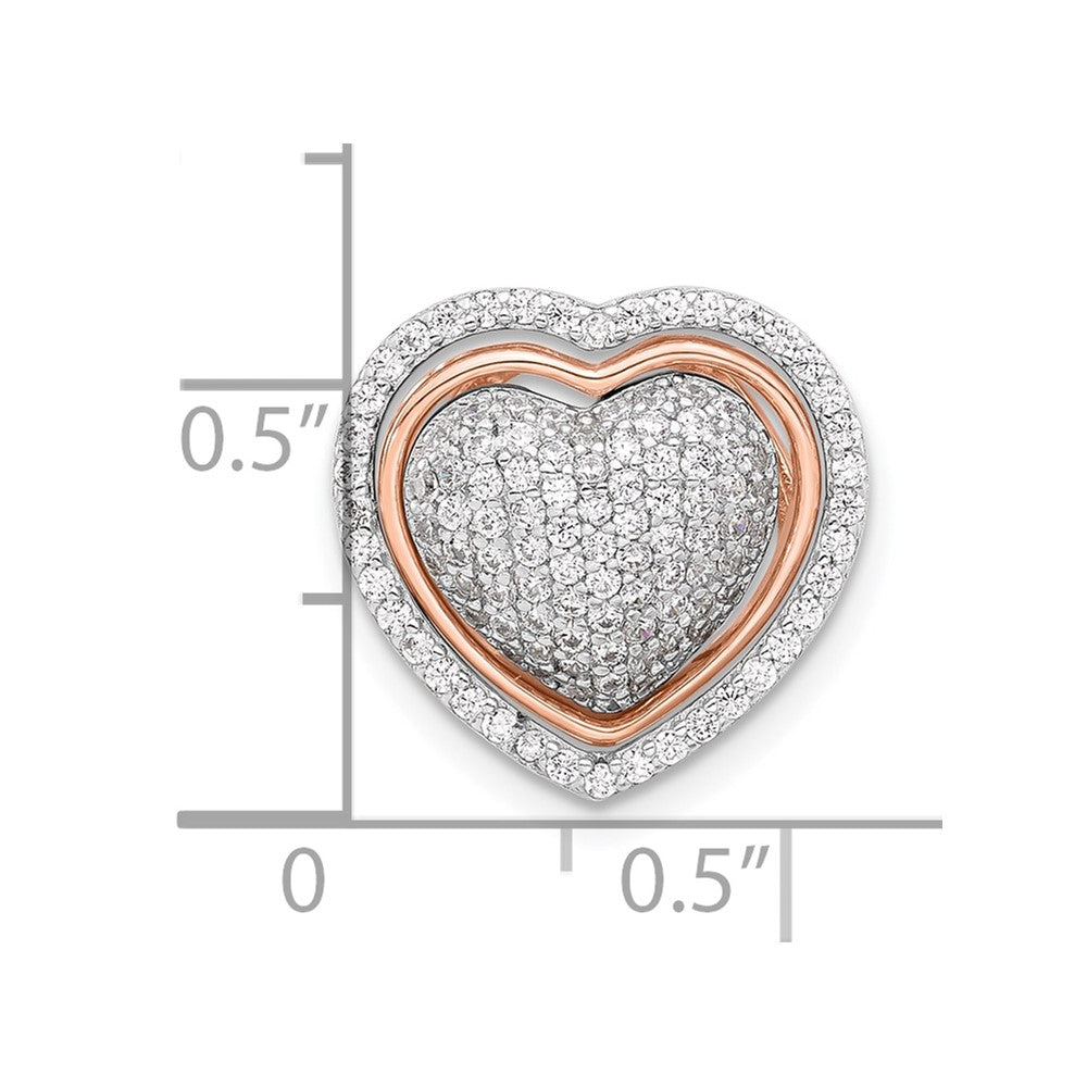 Sterling Silver Rh-plated and Rose-tone CZ 3-piece Interchangeable Heart
