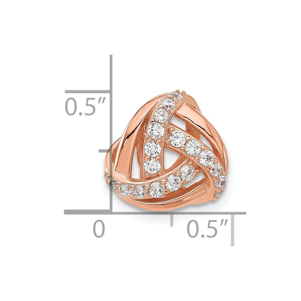 Sterling Silver Rose-tone CZ Knot Slide Pendant