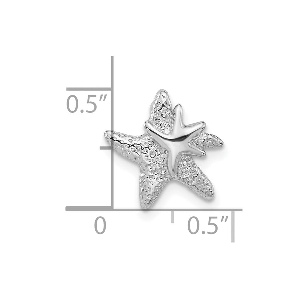 Sterling Silver Rhodium-plated Polished and Textured Starfish Chain Slide