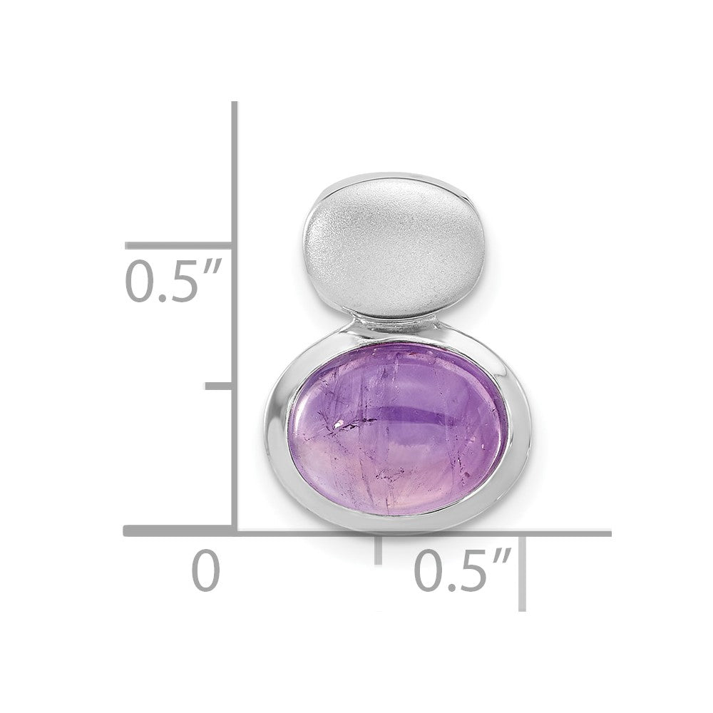 Sterling Silver Rh-plated Brushed and Polished Amethyst Chain Slide