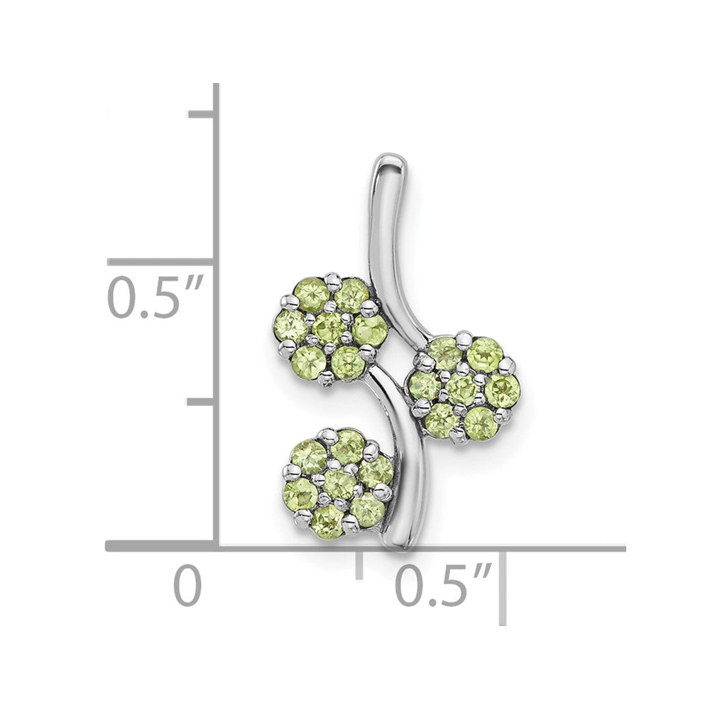Sterling Silver Rhodium-plated Peridot Flowers Chain Slide
