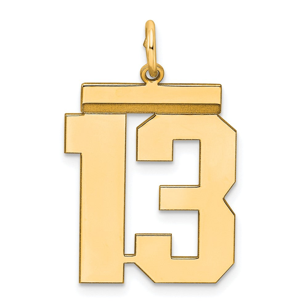 Sterling Silver/Gold-plated Polished Number 13 Charm