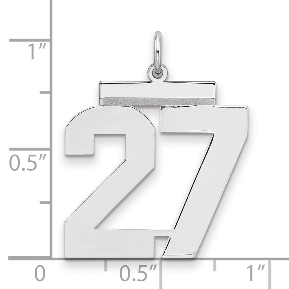 Sterling Silver/Rhodium-plated Polished Number 27 Charm