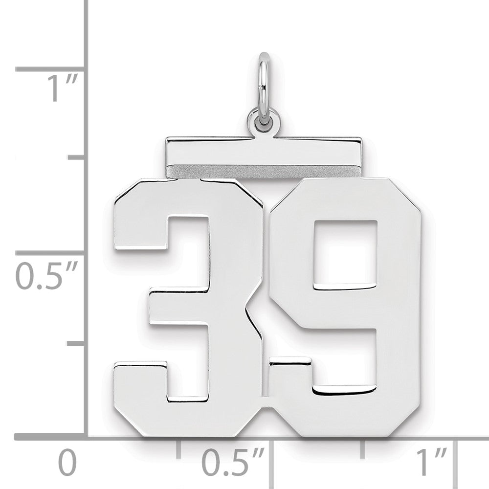 Sterling Silver/Rhodium-plated Polished Number 39 Charm