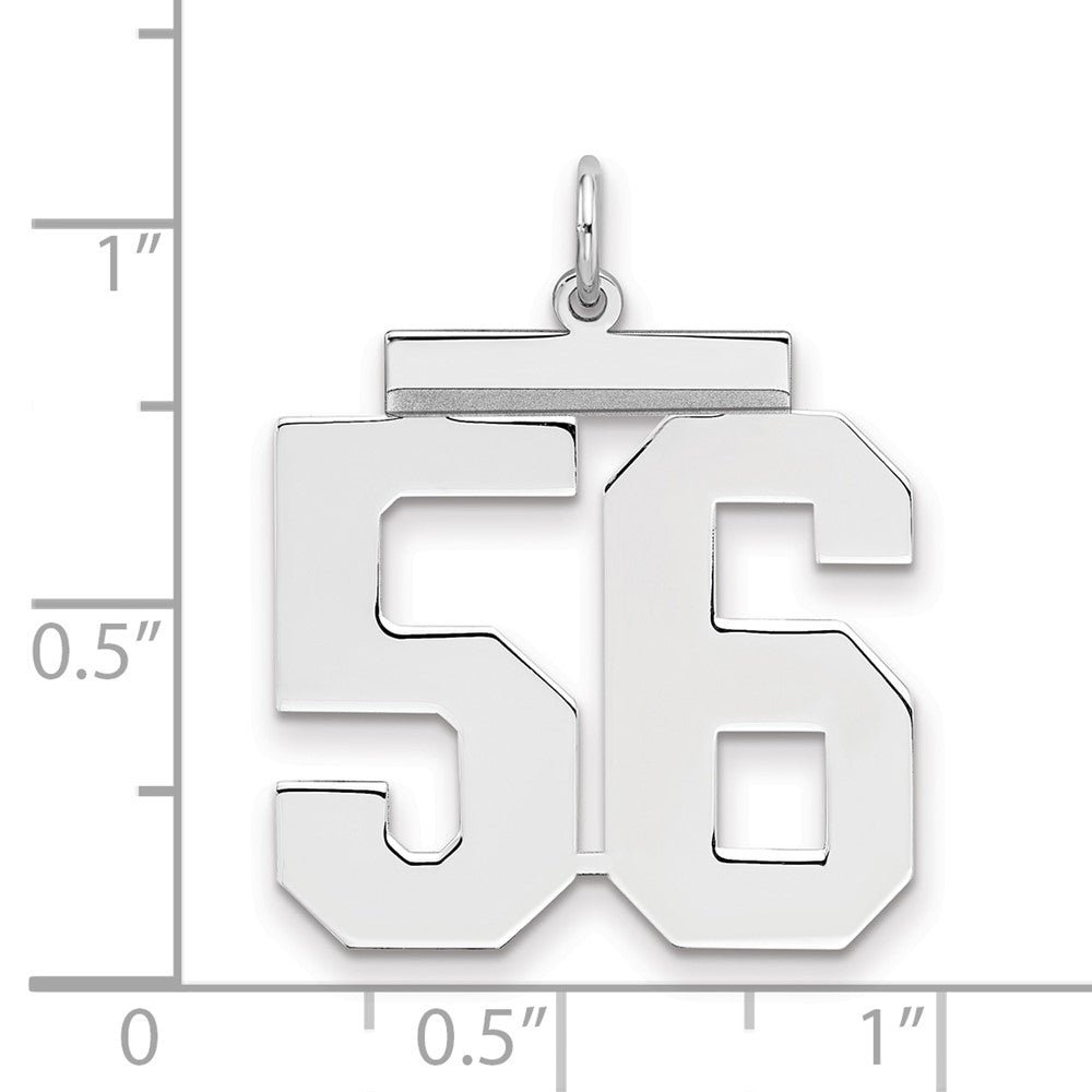 Sterling Silver/Rhodium-plated Polished Number 56 Charm