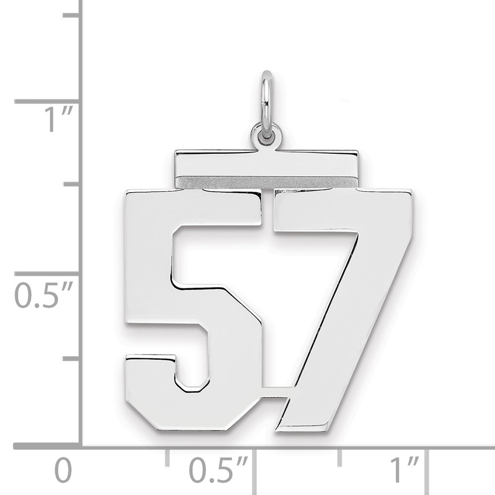 Sterling Silver/Rhodium-plated Polished Number 57 Charm