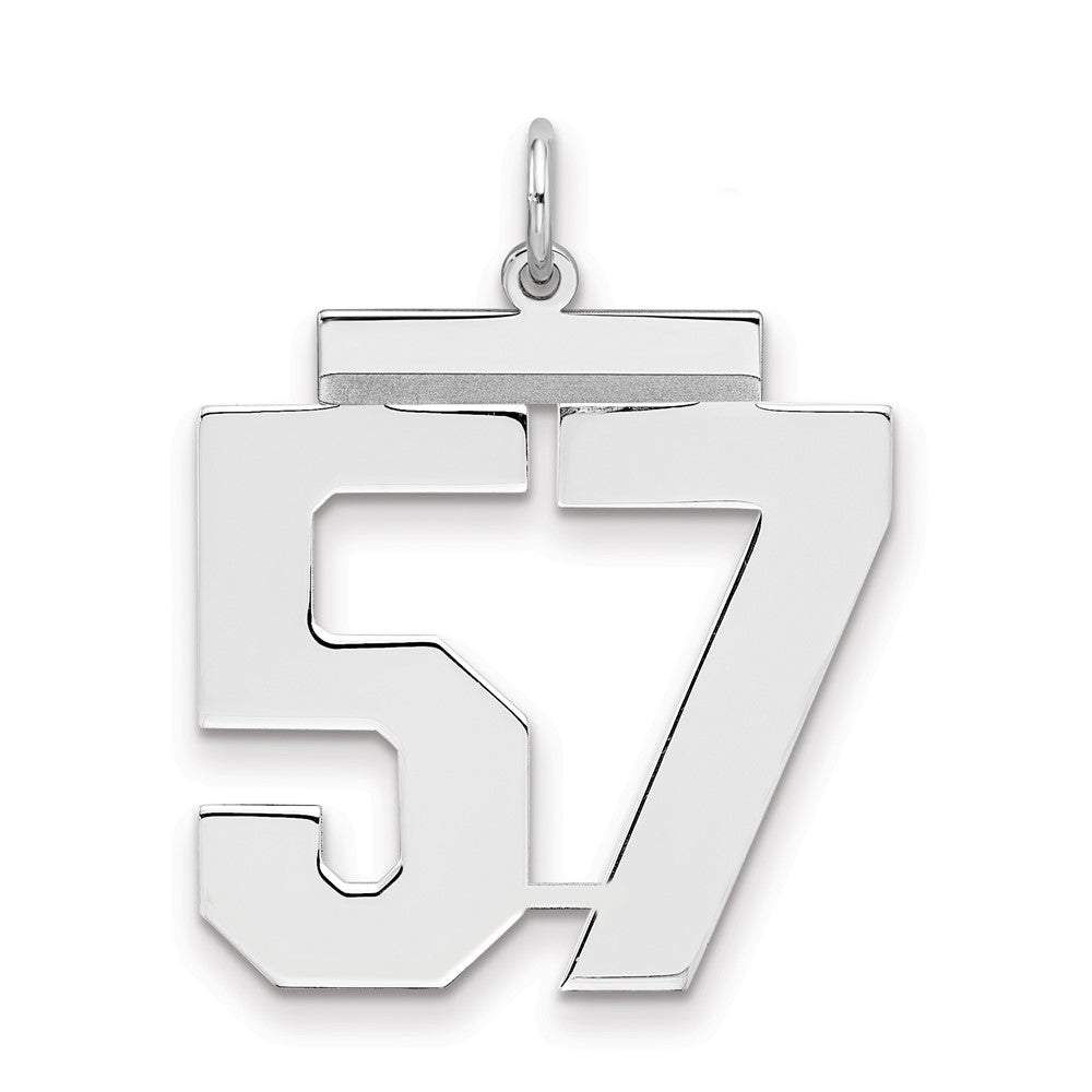 Sterling Silver/Rhodium-plated Polished Number 57 Charm