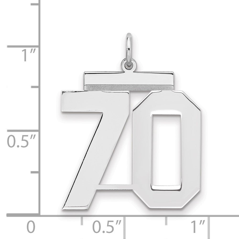 Sterling Silver/Rhodium-plated Polished Number 70 Charm