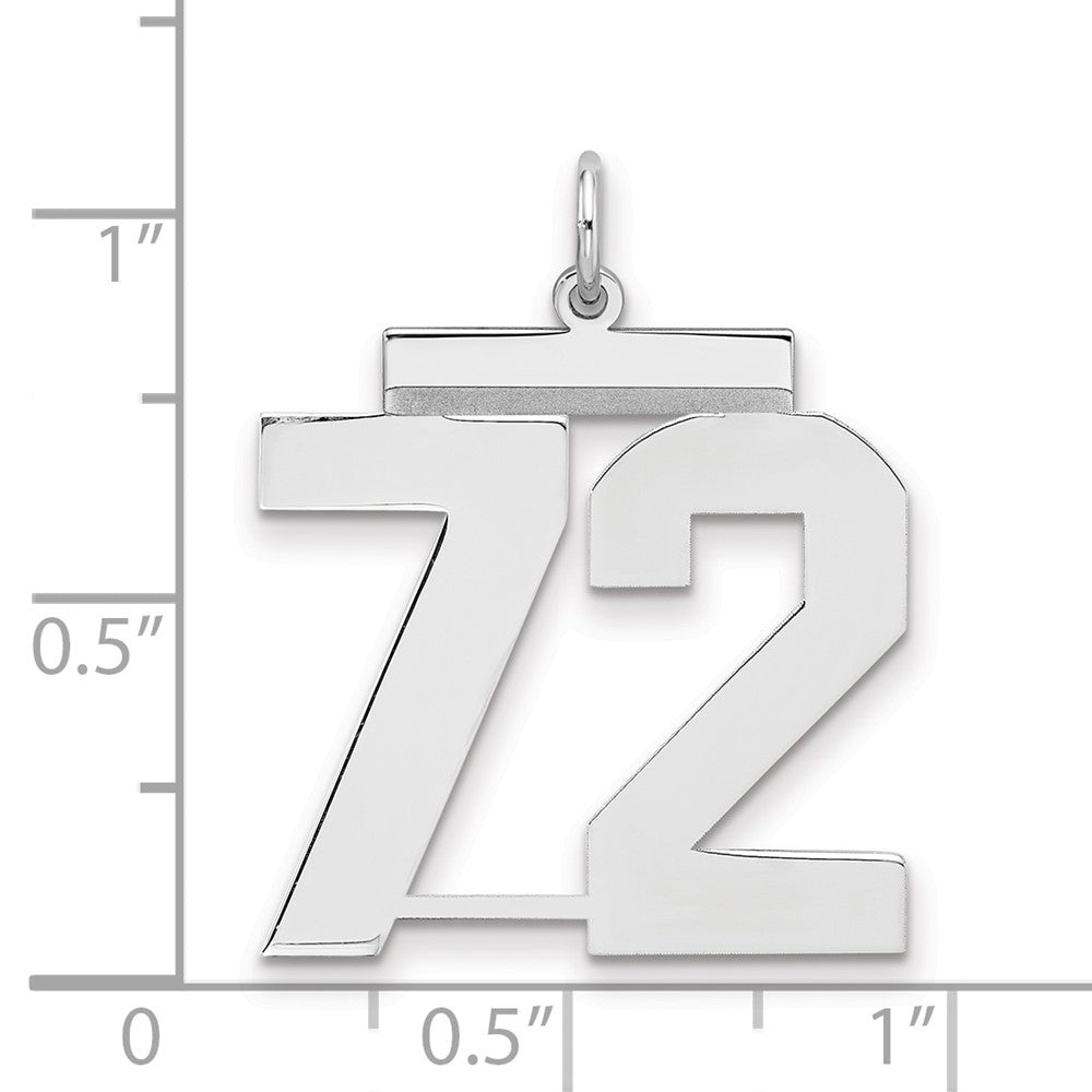Sterling Silver/Rhodium-plated Polished Number 72 Charm