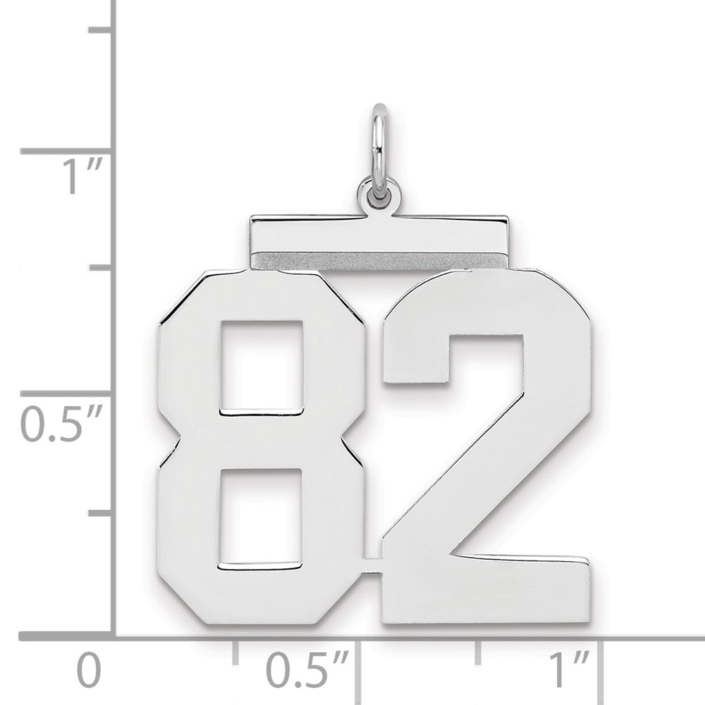 Sterling Silver/Rhodium-plated Polished Number 82 Charm
