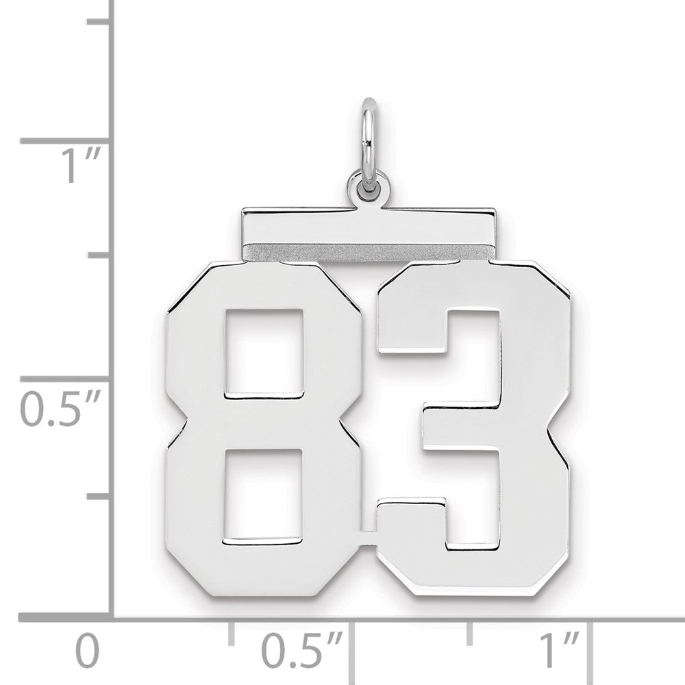 Sterling Silver/Rhodium-plated Polished Number 83 Charm