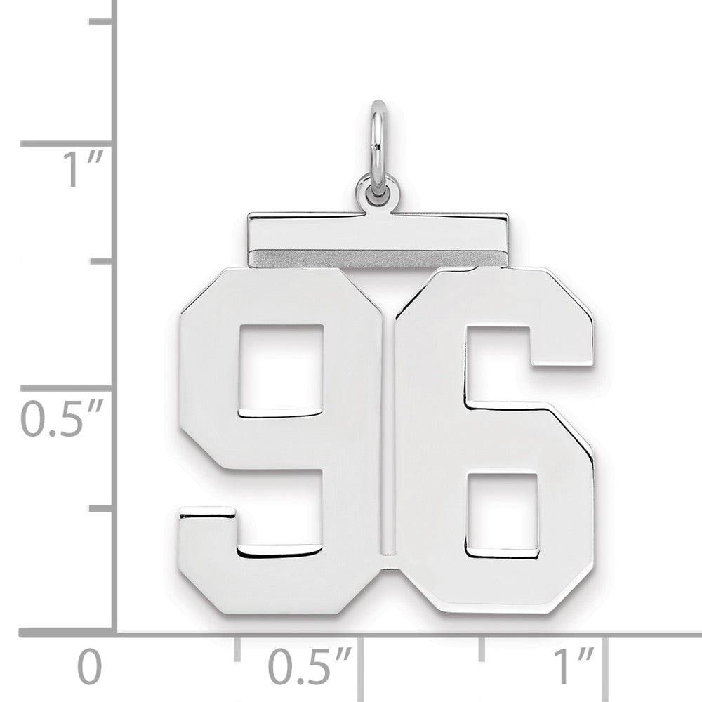 Sterling Silver/Rhodium-plated Polished Number 96 Charm