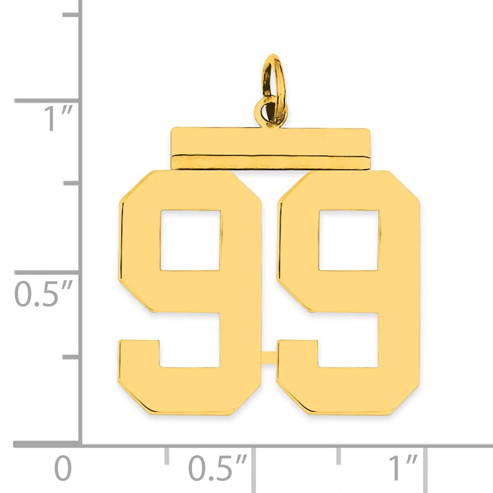 Sterling Silver Gold plated Polished Number 99 Charm