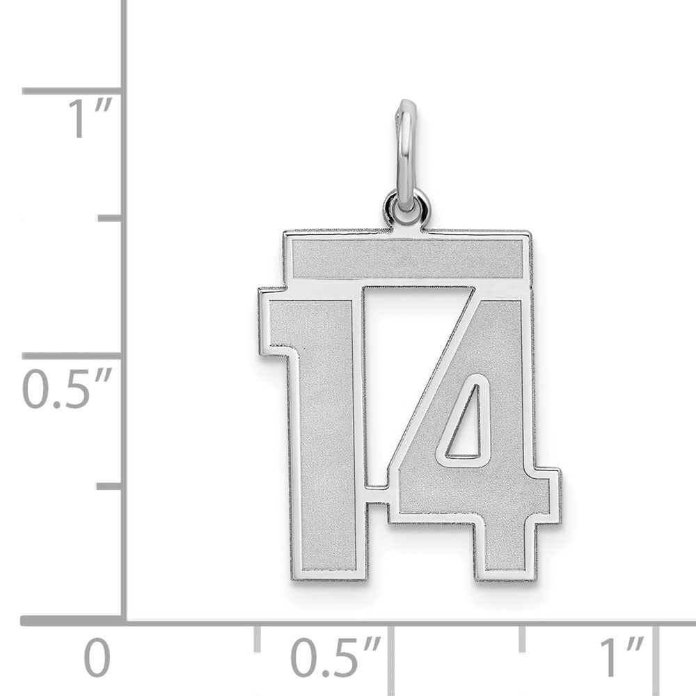 Sterling Silver/Gold-plated Satin Number 14 Charm