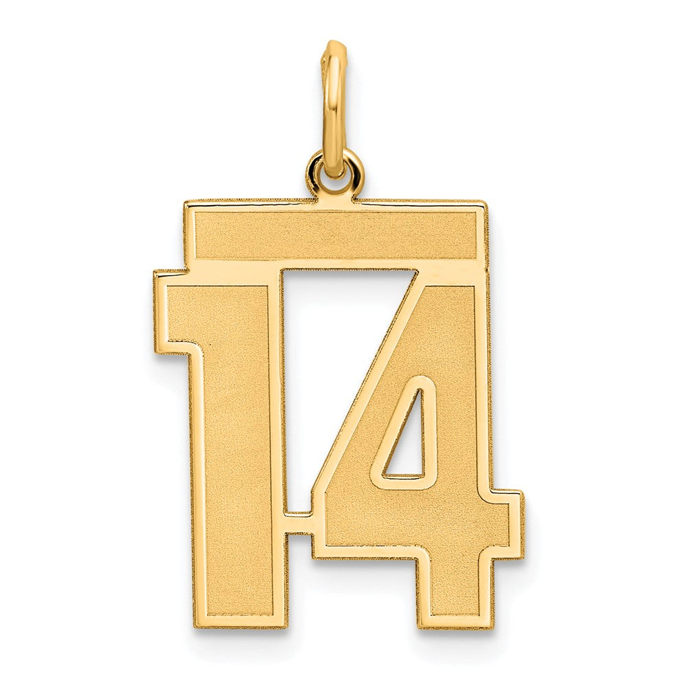 Sterling Silver/Gold-plated Satin Number 14 Charm