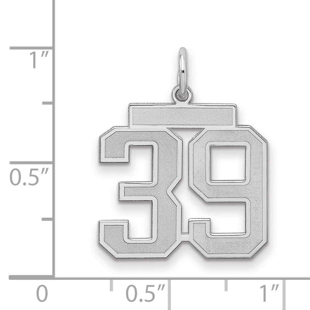 Sterling Silver/Rhodium-plated Satin Number 39 Charm