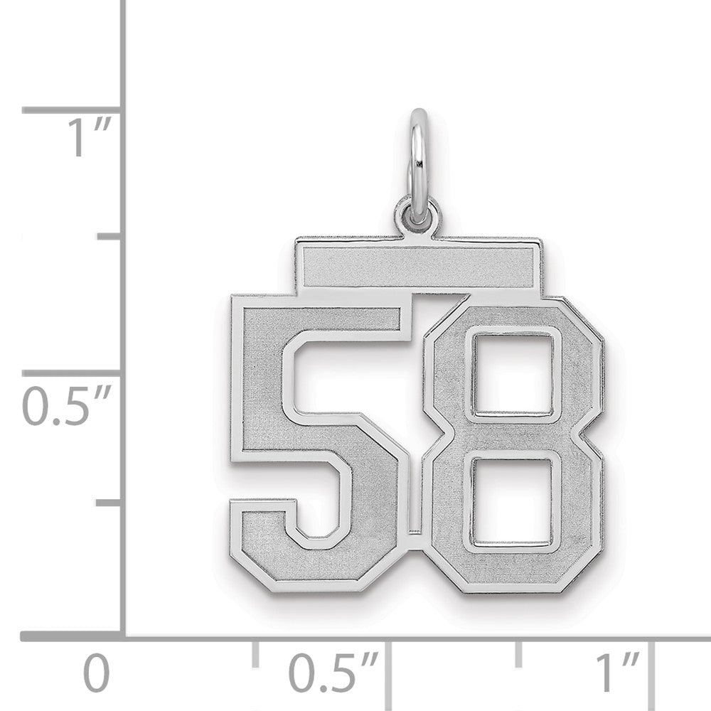Sterling Silver/Rhodium-plated Satin Number 58 Charm