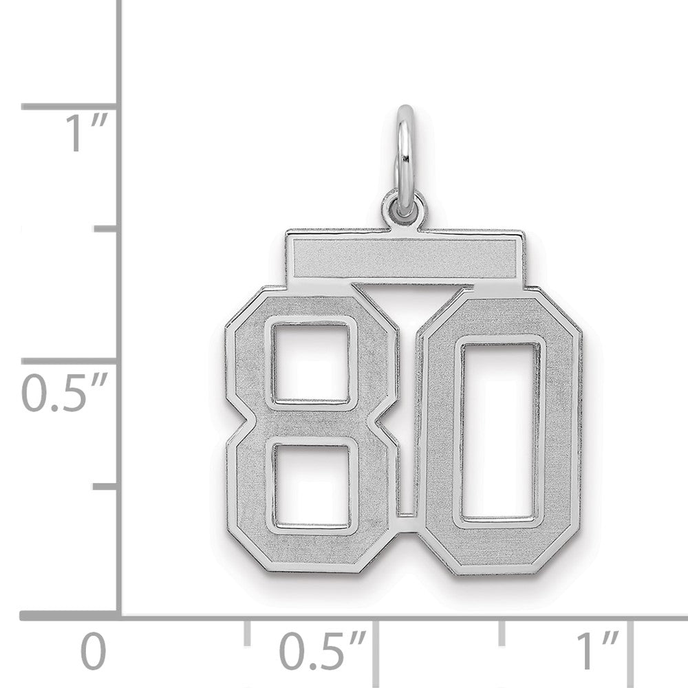 Sterling Silver/Rhodium-plated Satin Number 80 Charm