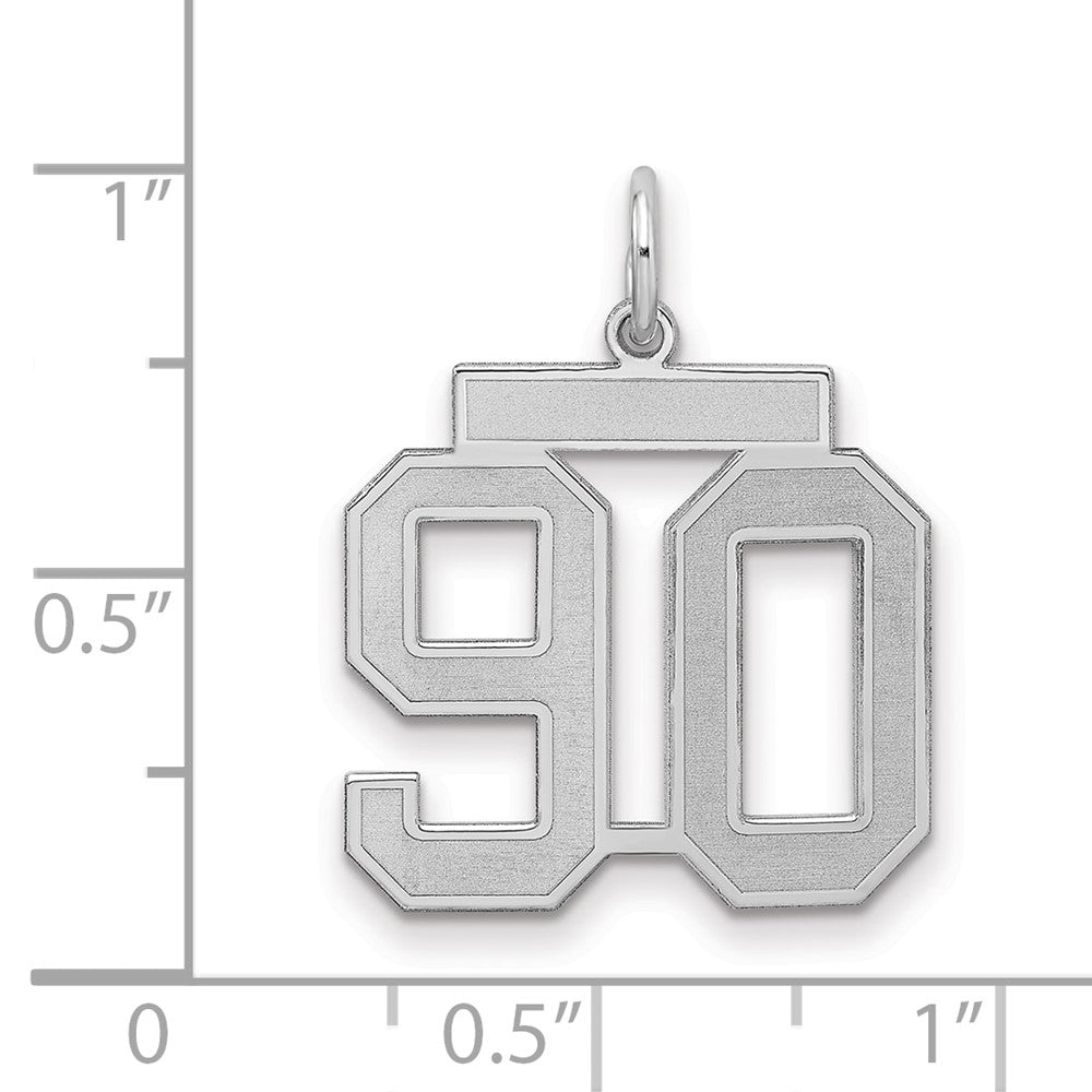 Sterling Silver/Rhodium-plated Satin Number 90 Charm