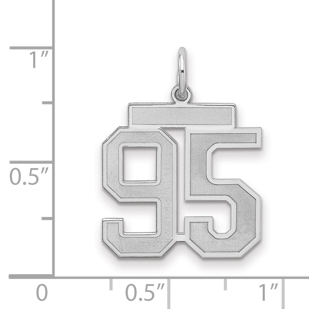 Sterling Silver/Rhodium-plated Satin Number 95 Charm