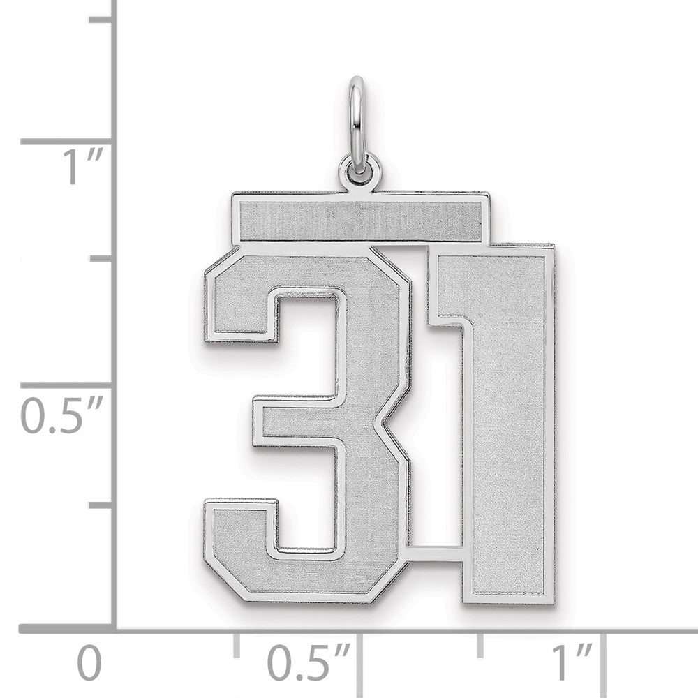 Sterling Silver/Rhodium-plated Satin Number 31 Charm