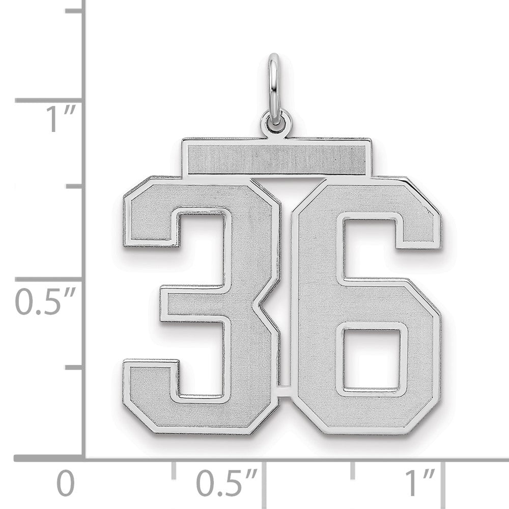 Sterling Silver/Rhodium-plated Satin Number 36 Charm