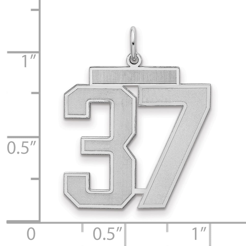Sterling Silver/Rhodium-plated Satin Number 37 Charm