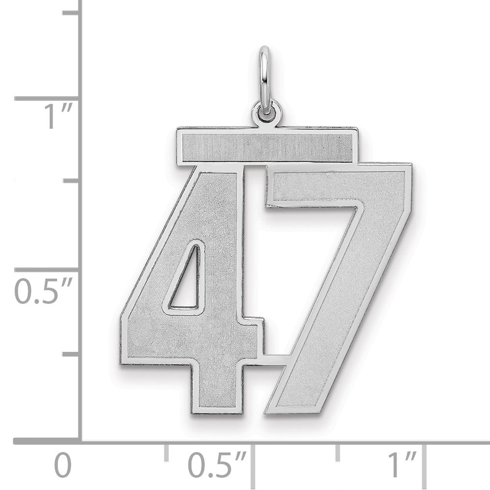 Sterling Silver/Rhodium-plated Satin Number 47 Charm