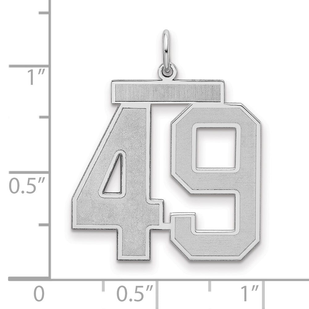 Sterling Silver/Rhodium-plated Satin Number 49 Charm
