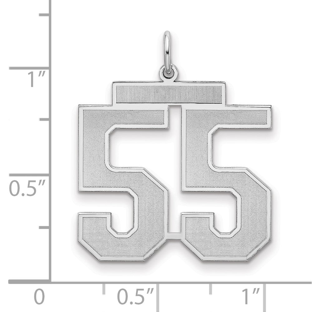 Sterling Silver/Rhodium-plated Satin Number 55 Charm