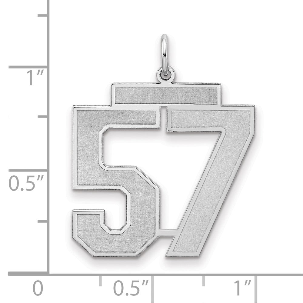 Sterling Silver/Rhodium-plated Satin Number 57 Charm