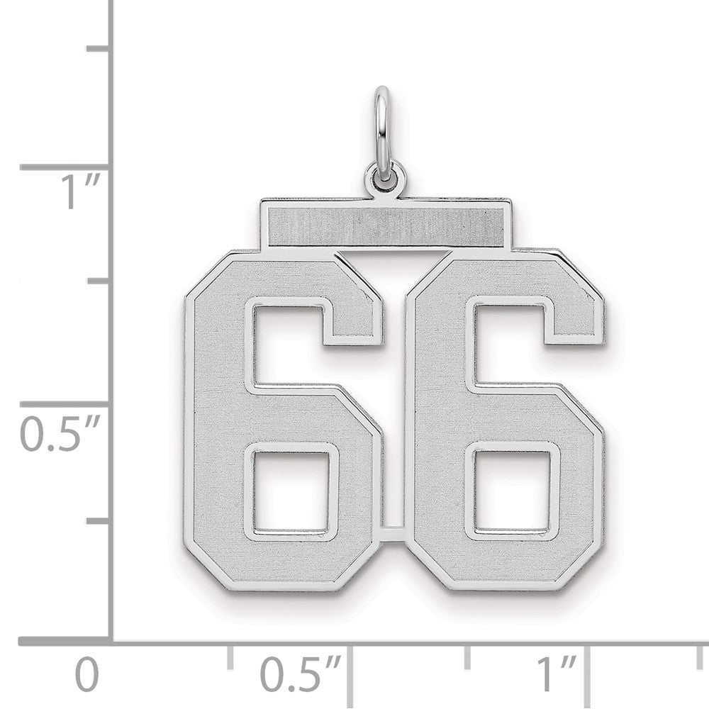 Sterling Silver/Rhodium-plated Satin Number 66 Charm