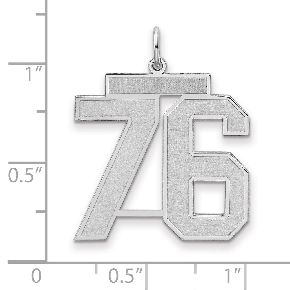 Sterling Silver/Rhodium-plated Satin Number 76 Charm