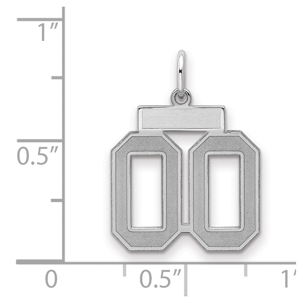 Sterling Silver Rhodium-plated Small Satin Number 00