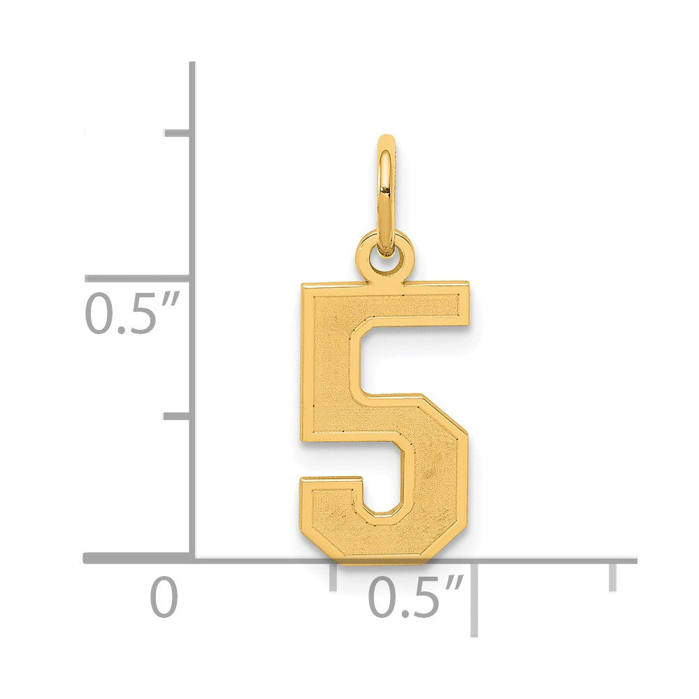 Sterling Silver/Gold-plated Satin Number 5 Charm