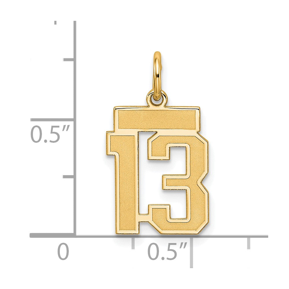 Sterling Silver/Gold-plated Satin Number 13 Charm