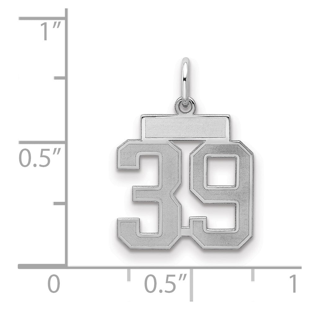 Sterling Silver/Rhodium-plated Satin Number 39 Charm