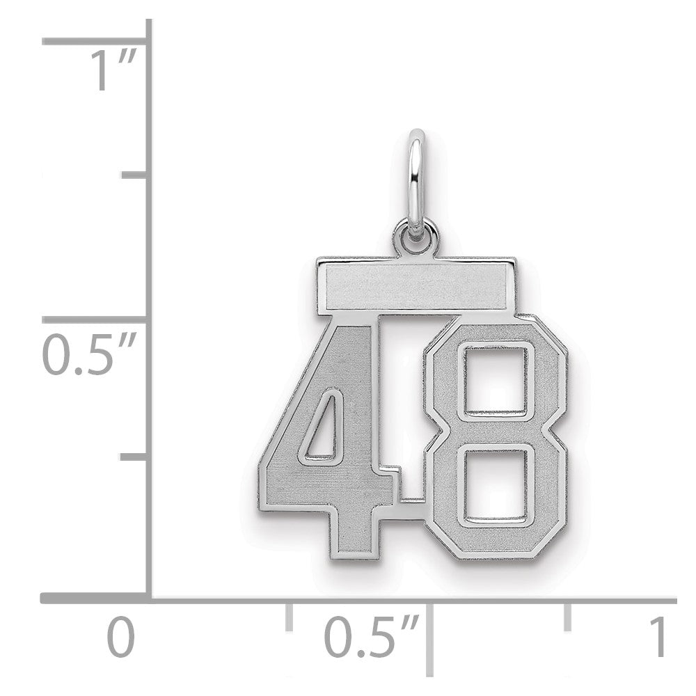 Sterling Silver/Rhodium-plated Satin Number 48 Charm