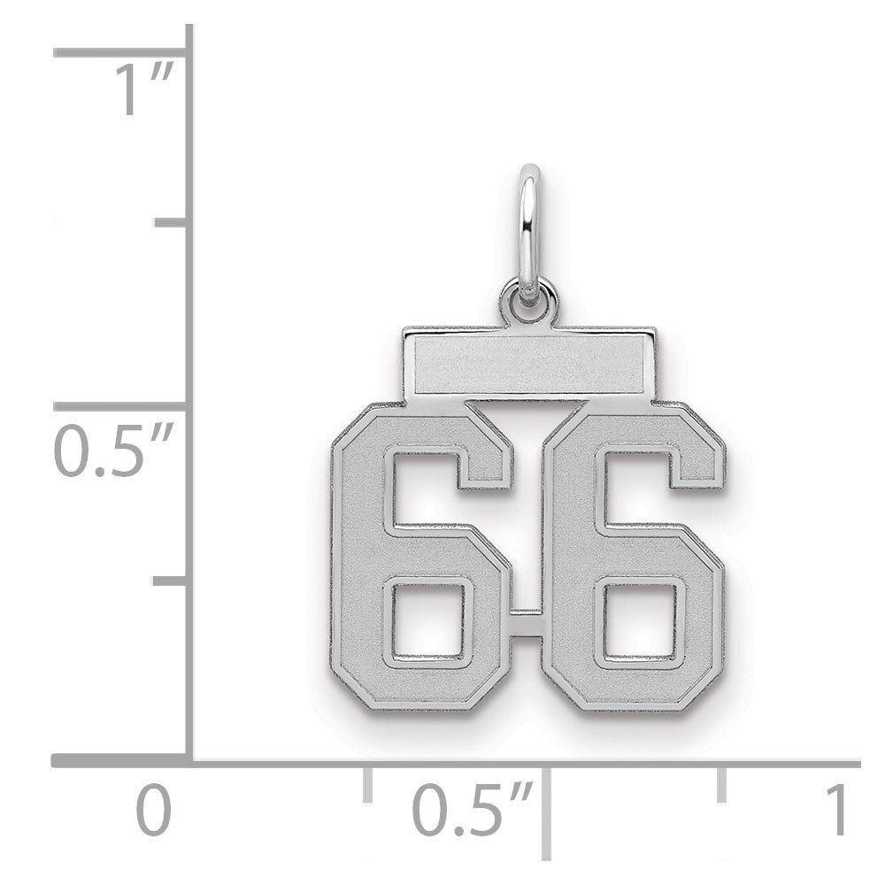 Sterling Silver/Rhodium-plated Satin Number 66 Charm