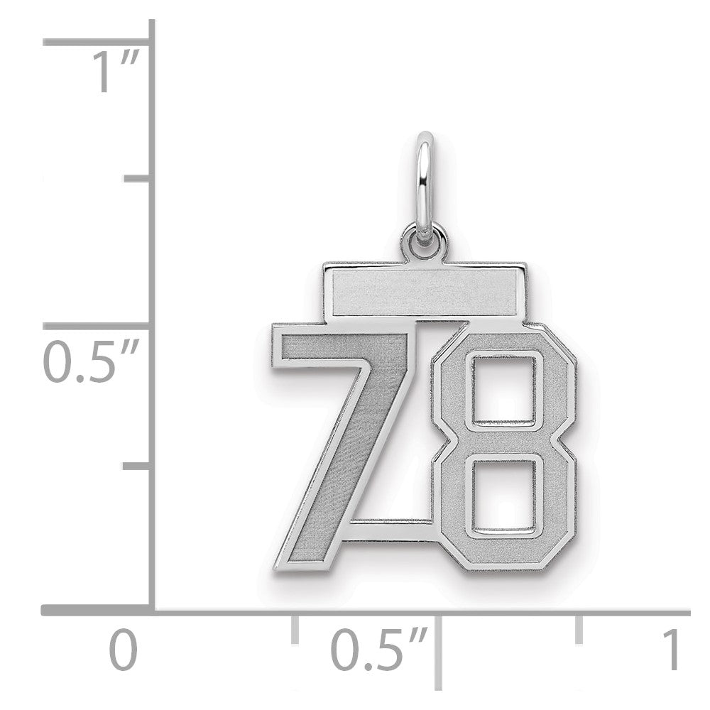 Sterling Silver/Rhodium-plated Satin Number 78 Charm
