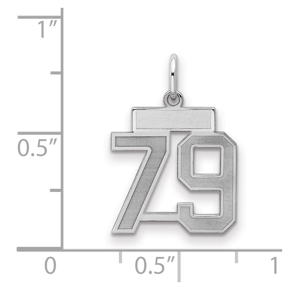 Sterling Silver/Rhodium-plated Satin Number 79 Charm