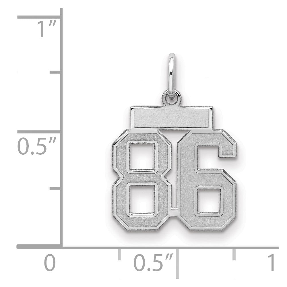 Sterling Silver/Rhodium-plated Satin Number 86 Charm